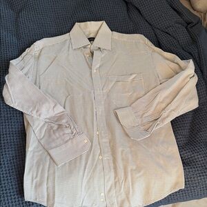 Canali Blue and White Checkered Dress Shirt